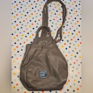 Valentina convertible italian leather purse taupe small backpack tote